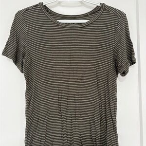 American Eagle Striped Green and White Women's Top